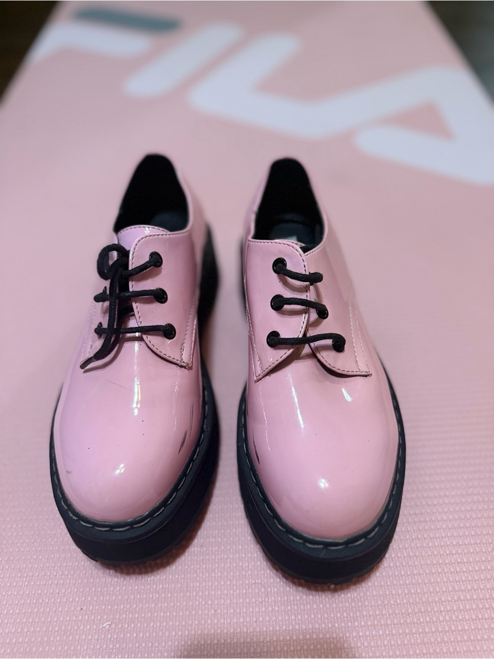 Steve Madden Pink Patent Lace-Up Moccasins